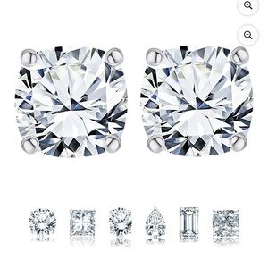 2 CTW Cushion Cut Moissanite 4 Prong Solitaire Stud Earring in 18K White Gold